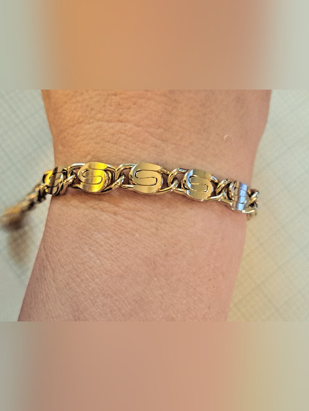 Gold Tone Greek Key Link Bracelet - Women Jewelry